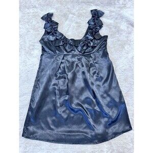 H&M Divided Dress Women XS Black Satin Bow Mini Coquette Party